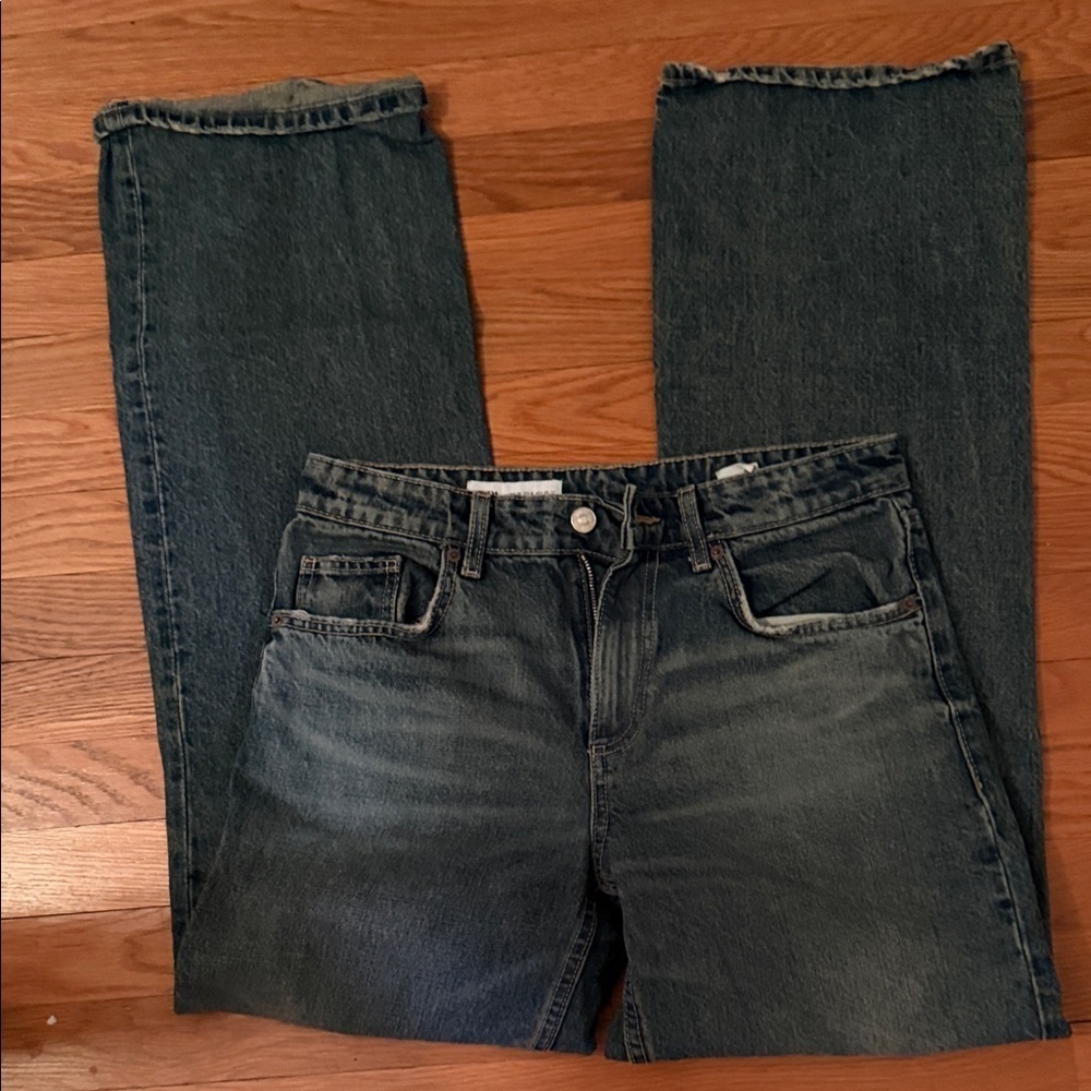 Zara Dark Blue Wide Leg Jeans